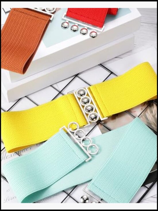 Wide Elastic Stretch Belt with Alloy Buckle for Women main image 5